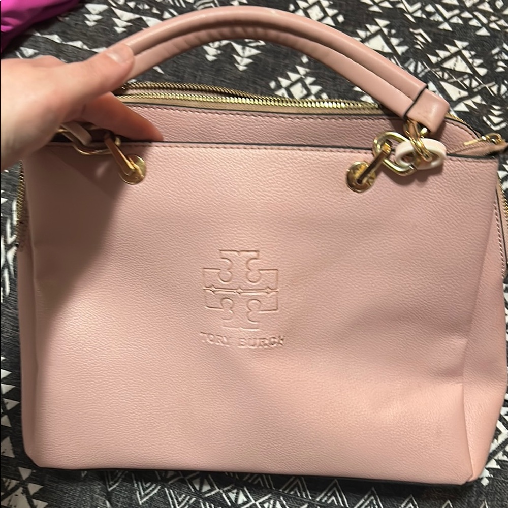 Tory Burch Pink Leather Satchel with Gold Hardware